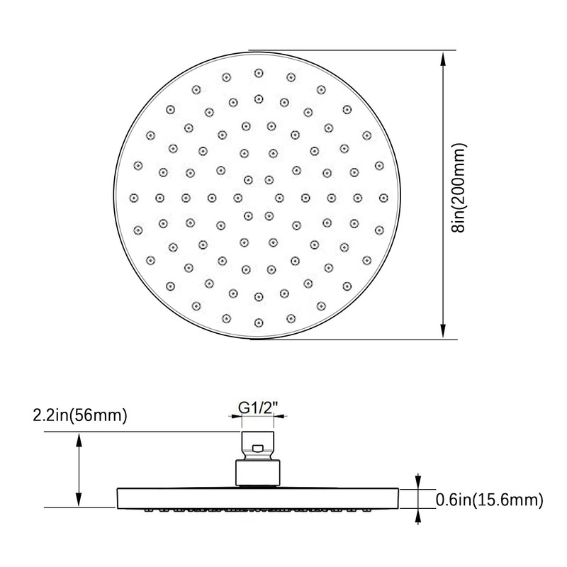 AiQInu 8 Inch Round Shower Head Rain Shower, Adjustable Shower