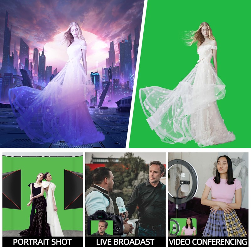 Green Screen Backdrop 2.1x3m - Thickened Chromakey Cloth, Foldable &