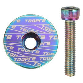 HARFINGTON 1 1/4" OD Bicycle Headset Stem Top Cap Aluminum Alloy Cycling Headset Cover Stem with Rainbow Color M6 Bolt for Mountain Road Bike MTB, Colorful