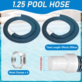 Conderyang 2 Pack 1.25×59in EVA Pool Professional Hoses with 2026 Upgrade Flexible Tube Head and 4 Metal Clamps for Above Ground Pools Pump Replacement Hose Pool Supply for Heavy Duty Hose (Blue)