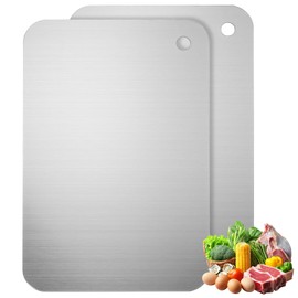 2 Tagliere Acciaio Inox Professionale, Taglieri in Acciaio Inox per Cucina Doppio Lato, Taglieri In Acciaio Inossidabile per Alimenti Carne Verdura Frutta(23.5x14.5cm)