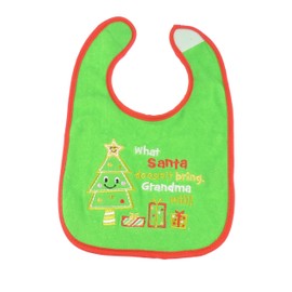 Glamour Girlz Baby Girls Boys My Very First Christmas Nylon Close Bib (Green Grandma)
