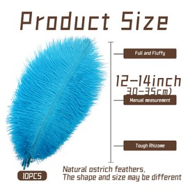 iHUFeather 10pcs Aqua Blue Ostrich Feathers Natural Bulk 12-14Inch 30-35cm for Wedding Party Centerpieces Easter and Home Decorate Ostrich Feathers