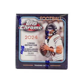 2024 Topps Chrome Football 7-Pack Trading Card Mega Box (1 Prism Refractor + Ten Rookies Per Box!)