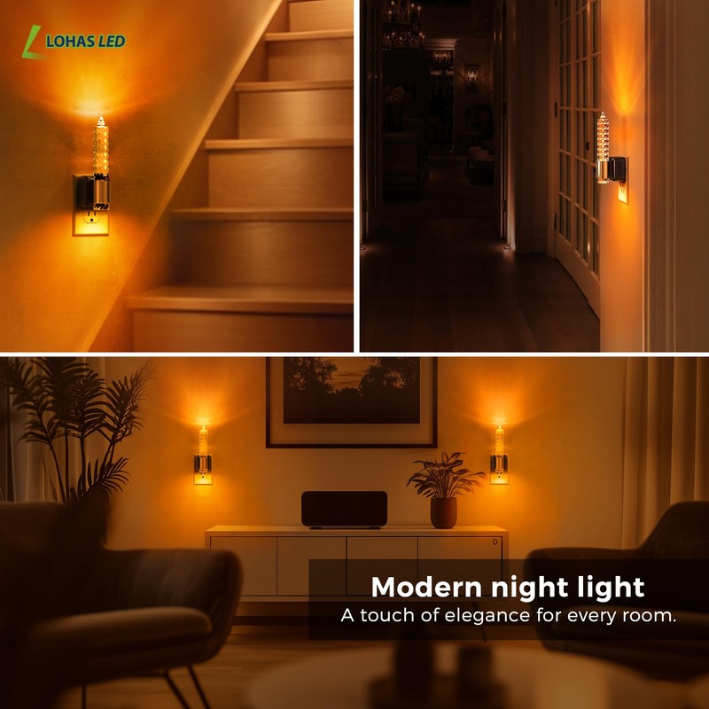 L LOHAS LED Night Light, Amber Candle Night Lights Plug
