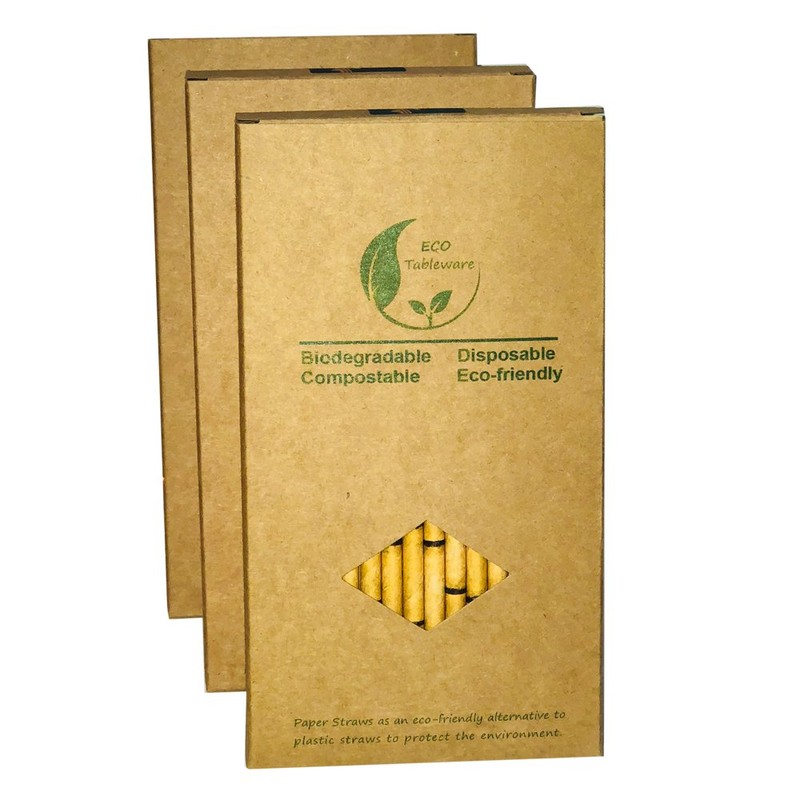 Yellow Bamboo Straws Replacement for Plastic Straws, 100% Organic Eco
