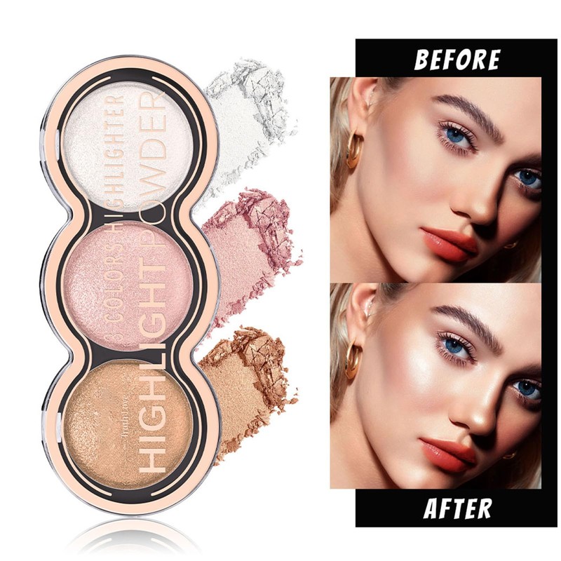 Eazerom 01 3 Colours Blush Contour Highlighter Makeup Palette with
