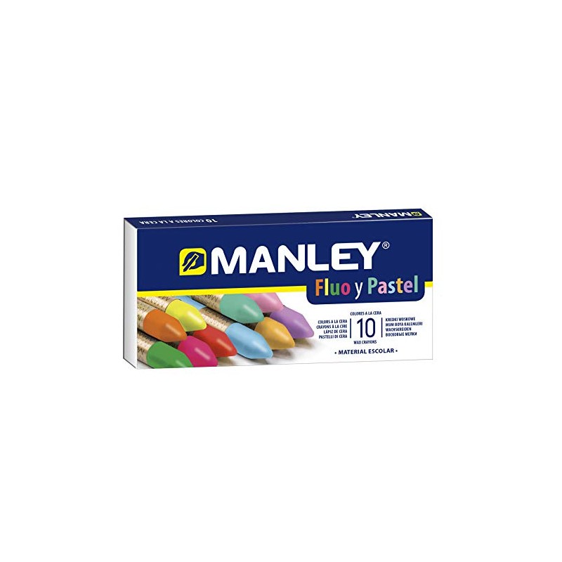 Estuche 10 ceras Manley Colores Especiales (FLUO+PASTEL)