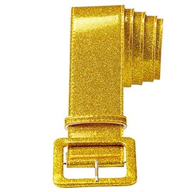 MIMIKRY Wide Glitter Belt 86-103 cm Disco 70s 80s Glamour Costume Accessory Colour: Gold, gold
