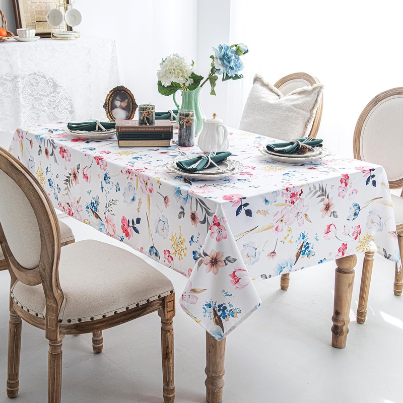 Joyfol Day Spillproof Floral Spring/Summer Indoor Tablecloth, Wrinkle Resistant Flower