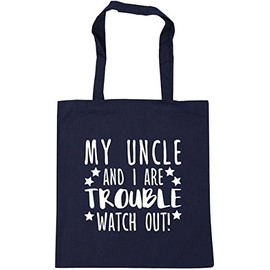 Hippowarehouse My Uncle And I Are Trouble Watch Out! Tote Shopping Gym Beach Bag 42cm x38cm, 10 litres