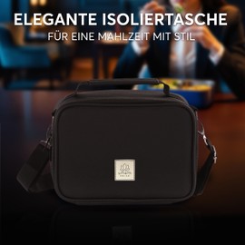 Umami Premium Cool Bag, Small, 4 L, Lunch Bag for Work, Travel, Office, Picnic, Mini Lunch Bag, Insulated Made of Vegan Leather, Foldable Lunch Bag, Small Cooler Bag, Insulated Bag, deep black