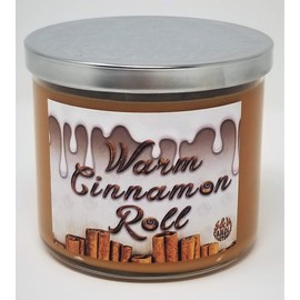 S&M Candle Factory Warm Cinnamon Roll Candle 3 Wick Scented Soy Wax 14.5 Ounce Candle ~ 80 Hour Burn Time ~ Aromatherapy Soy Candles ~ Made in USA (Warm Cinnamon Roll)