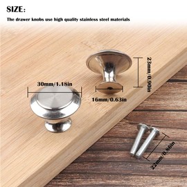 Ltsbaed Furniture Knobs Silver Drawer Knobs 30 mm Pack of 25 Round Door Handles Furniture Handles Stainless Steel with Screws Door Knob Cabinet Knobs Single Hole Handles Cabinet Knobs for Furniture