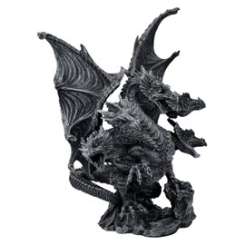 Dragon Figurine Gothic Black 23 cm - Dark Hydra Five Heads - Statue Decorative Figure Dragon Dragon