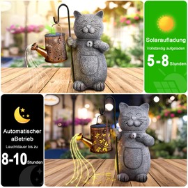 Voarge Solar Garden Statue, Garden Decoration Solar Light, Garden Art with Solar Lantern, Garden Figures, Illuminated Sculpture Ornaments for Outdoors, Balcony, Patios, Gifts for Women (Kittens)