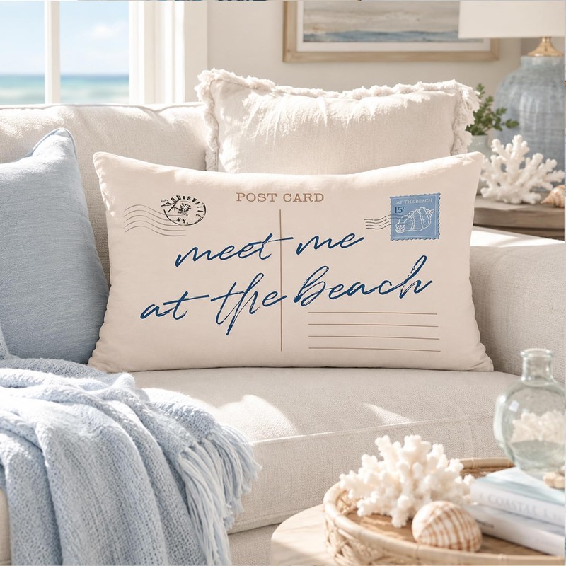 Coastal Pillow Cover 12x20, Beach House Decor，Coastal Room Decor,