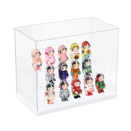 Nynelly 3 Tier Clear Acrylic Display Case Stand Assemble Countertop Box Storage Organizer Dustproof Showcase for Action Pop Figures Collectibles Toys,White,12.5" L x 7" W x 10" H