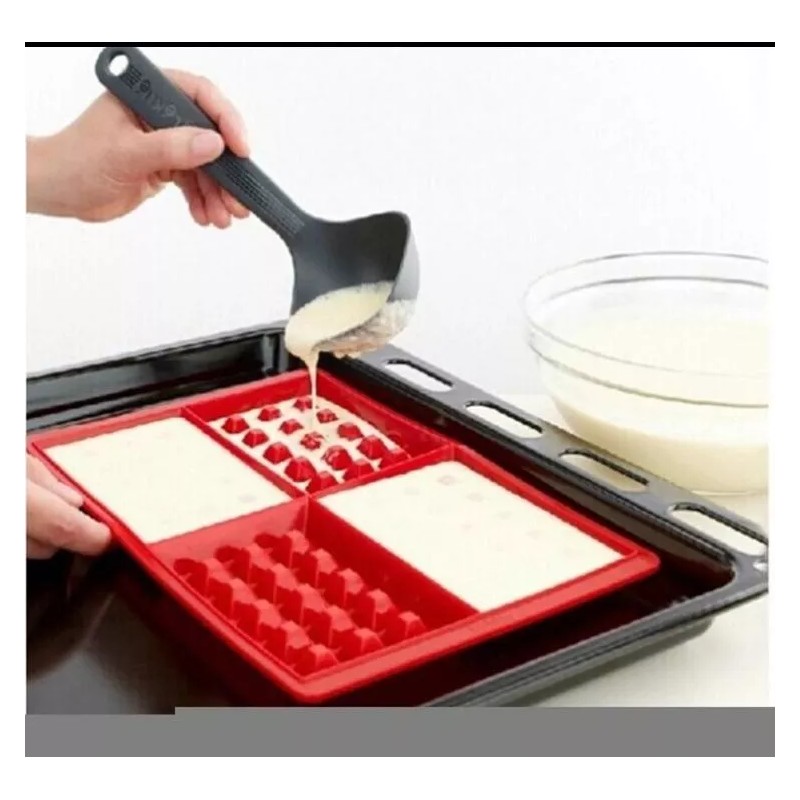 Launer Molde Silicona Wafflera 4 Cavidades Repostería Waffles 2 Pza
