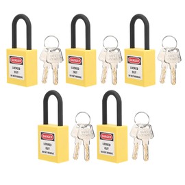 CYTGOUPER 5 PCS 38mm/1.5in Lockout Lock,Nylon PA Safety Lockout Padlock with 2 Keys per Lock,Lockout Tagout Padlocks with Keys for Industrial Applications Factories(Yellow)