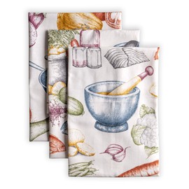 Maison d' Hermine Dish Towels 100% Cotton Kitchen Towels Absorbent Dishcloth for Home, Kitchen, Dining, Cocktail Parties & Camping, Gastronomie - Spring/Summer (Set of 3)