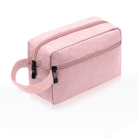 Aucuu Toiletry Bag for Men and Women, Travel Wash Bag, Waterproof Shaving Bag, Toiletries Accessories Cosmetic Bag, Makeup Bag with Handle, Travel Toiletry Wash Bag for Men and Women, Pink