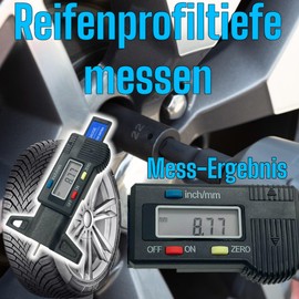 jj-shop24 Digital tread depth gauge for tyres, tyre tread depth gauge, digital LCD display, motorcycle, car, truck in inch/mm, tread depth gauge, digital caliper, 0-25.4 mm
