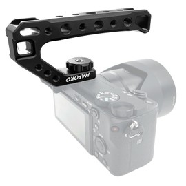HAFOKO Camera Top Handle Camera Top Cheese Handle Universal Video Stabilizing Rig W 3 Cold Shoe Adapter for Attaching Microphone LED Light Monitor Easy Low Angle Shoots Metal
