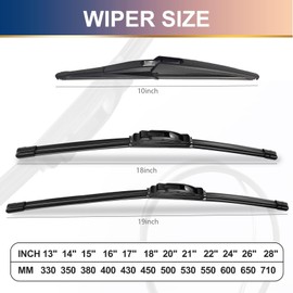3 wipers Replacement for Mini Cooper 2006 2007 2008 2009 2010 2011, Windshield Wiper Blades Original Equipment Replacement - 19"/18"/10" (Set of 3) U/J HOOK