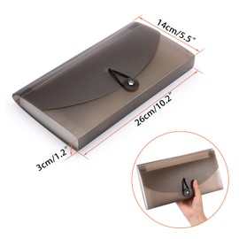 BTSKY Expanding File Folder –New 13 Pockets Small Accordion File Folder Expandable Card Ticket Holder File Storage Folder Check Bill File Folder Plastic Wallet Case (Coffee Translucent)