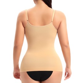 YARRCO Shapewear Camisole Tops for Women Tummy Control with Built in Bra Compression Top Vest Shirt Body Shaper (#2 Black+Nude-Padded,M)