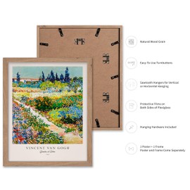Poster Master Vintage Van Gogh Poster - Retro Impressionism Print - Garden at Arles, Colorful, Aesthetic, Beautiful - Gift for Artist, Friend - Wall Decor for Home, Office, 16x20 Beige Framed