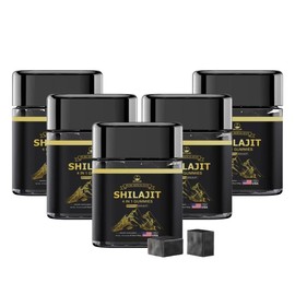 Eullsi Pure Himalayan Shilajit for Men & Women, Organic Ashwagandha Gummies, 85+ Trace Minerals & 75% Fulvic Acid for Energy, Stamina & Immune Support, Vegan Non-GMO, 60 Count:_5pcs