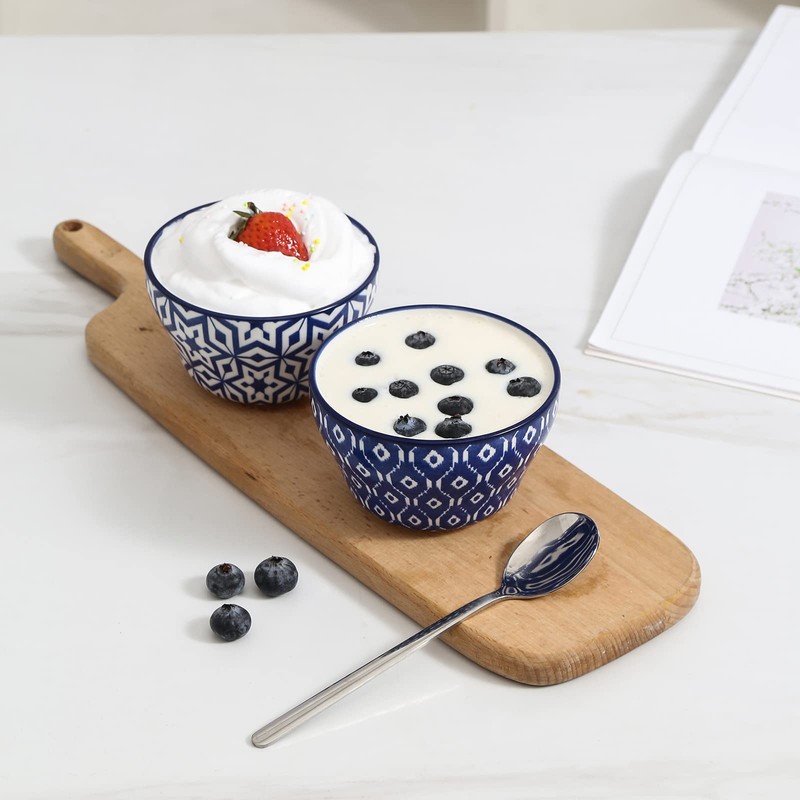 Selamica Ceramic 8oz Bouillon Cups 4 Inch Small Bowls, Dessert