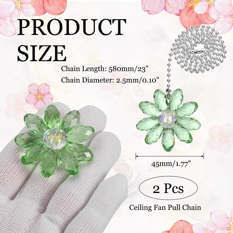 MECCANIXITY 2Pack Ceiling Fan Pull Chain, 24 Inch Decorative Ornaments