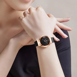 SHENGKE Minimalist Watch (Love Me Tender Love Me Home) Casual Fashion Wrist Watch Mesh 2023 Black