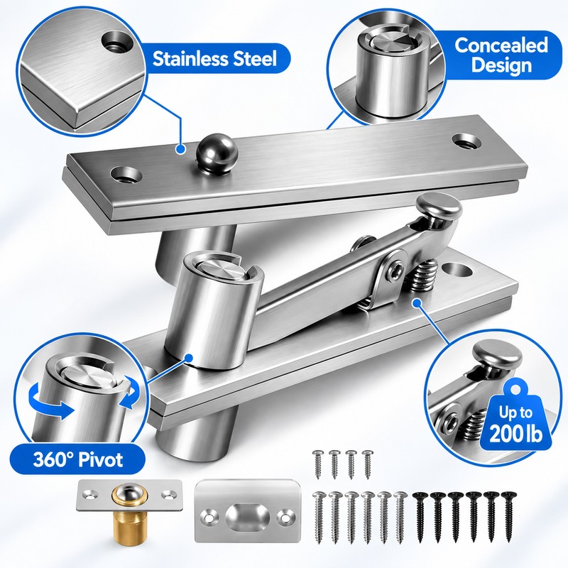 Heavy Duty Door Pivot Hinges – 200 LB Concealed 360°