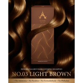 Hommkesa Grey Hair Covering Shampoo – Premium 3-in-1 Hair Dye Shampoo For Grey Hair (Light Brown)