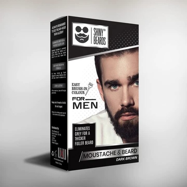 SHINY BEARDS- Beard Dye For Men- DARK BROWN Colour- Eliminates