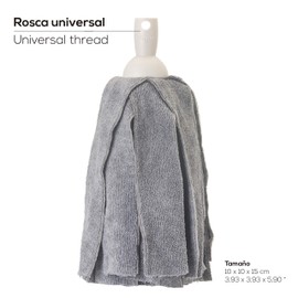 Vigar - Replacement for mop - Universal thread - 10 x 10 x 15 cm - Microfibre washable - Maximum absorbency - for all floors - Grey