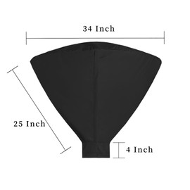 Easy-Going Patio Heater Top Cover with Zipper, Waterproof, Dustproof, UV-Resistant (Black, 34"D)