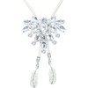PEARLY JUN Bolo Tie for Men Women Rhinestone Silver Flower