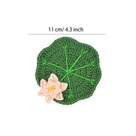 WAIT FLY Handmade Crochet Coasters Cute Drink Coaster Set for Coffee Table Tabletop Protection Home Decor-4 PCS-Lotus Leaf
