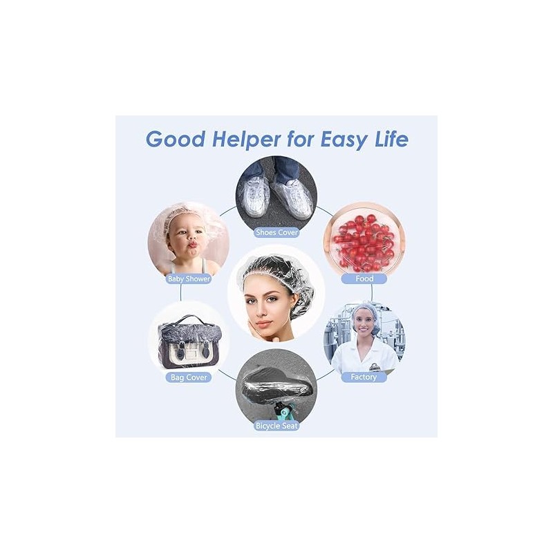 Disposable Shower Cap - 100PCS Waterproof Plastic Shower Cap (For