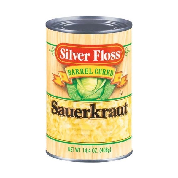 Silver Floss Barrel Cured Sauerkraut 14.4oz Can (Pack of 6) (Choose Flavor Below) (Original)