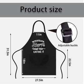 FYKZQWDS Bbq Aprons for Men, Adjustable Barbecue Cotton Aprons for Men, Novelty Funny Cooking Apron, Black Chef Apron, Christmas Gifts for Him, Men, Husband, Boyfriend, Son (black 2)