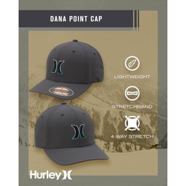Hurley Men's Baseball Cap - Dana Point Cotton Ripstop Stretch Fitted Cap for Men with Gradient Embroidered Icon (Size S-XL), Size Large/X-Large, Anthracite