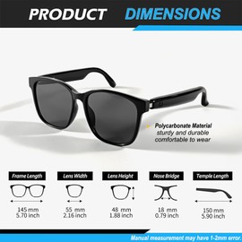 Haoxilt Smart Bluetooth Glasses for Women Men with Speaker Clear Call Listen to Music Driving Meeting Fishing (GS08 Black Lens)