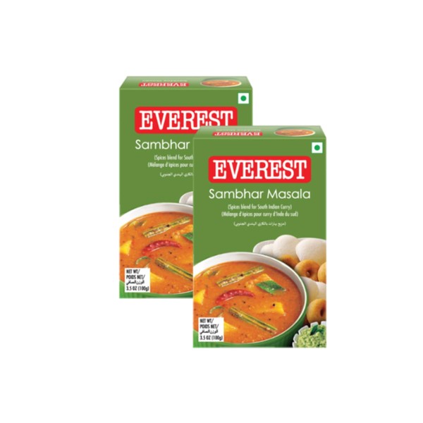 Everest Various Seasoning Masala Powder - A Mixture of Spices Adds Taste - Aromatic & Enhances the flavor of the meal - Simplifies & Speeds Up The Cooking Process (Sambar Masala 100g, Pack of 2)