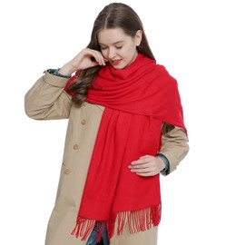 DonDon Women's Scarf, Plain, Soft, 185 x 65 cm, red, Einheitsgröße